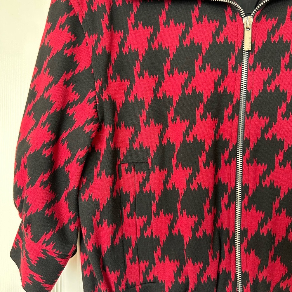 Express Red And Black Patterned Bomber Jacket - image 4